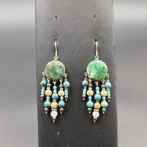 Silver Plated Handmade Chrysocolla And Other Stones Earrings A6183